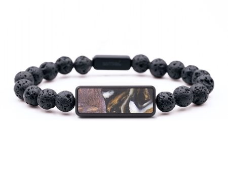 Lava Bead Wood+Resin Bracelet - Susie (Black & White, 687405) Sale