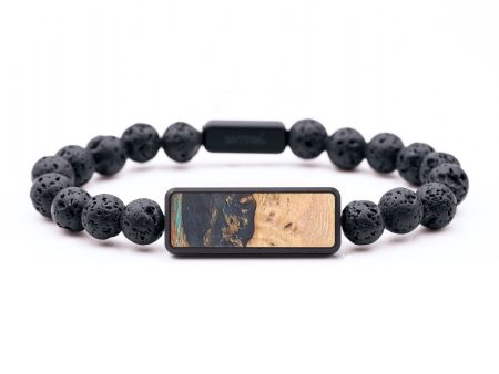 Lava Bead Wood+Resin Bracelet - Wilson (Teal & Gold, 684730) Online Sale