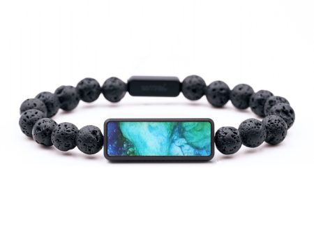 Lava Bead Wood+Resin Bracelet - Quentin (Blue, 687511) For Sale