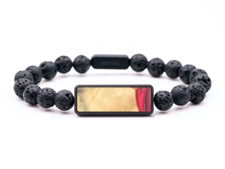 Lava Bead Wood+Resin Bracelet - Blair (Red, 683830) Cheap