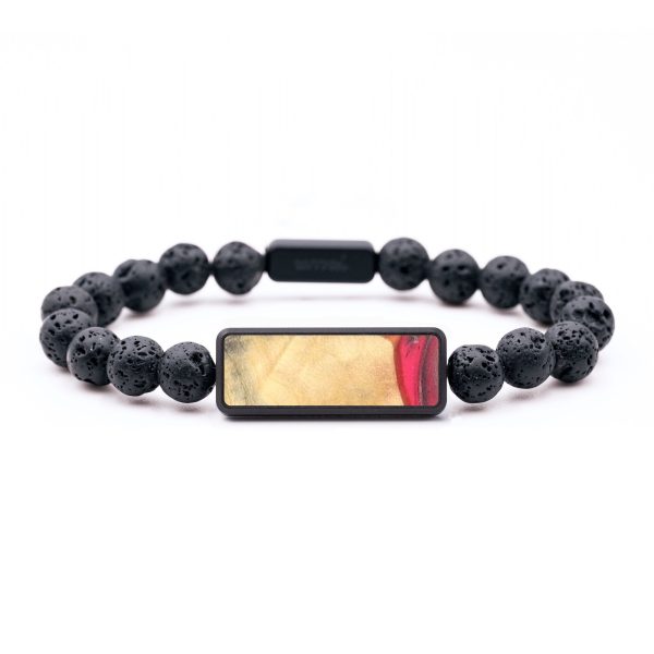 Lava Bead Wood+Resin Bracelet - Blair (Red, 683830) Cheap