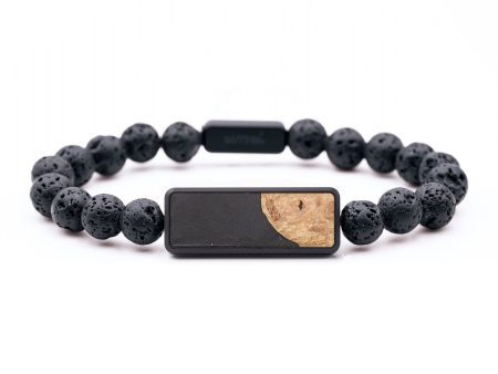 Lava Bead Wood+Resin Bracelet - Scarlet (Pure Black, 683375) on Sale