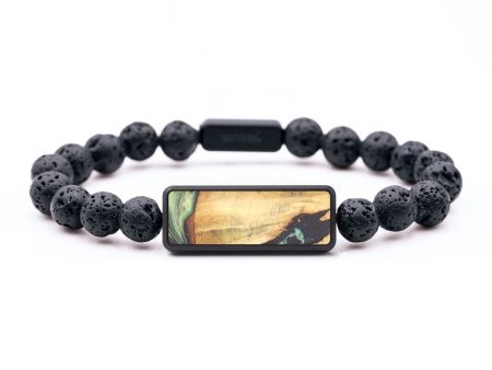 Lava Bead Wood+Resin Bracelet - Robin (Green, 683725) Hot on Sale