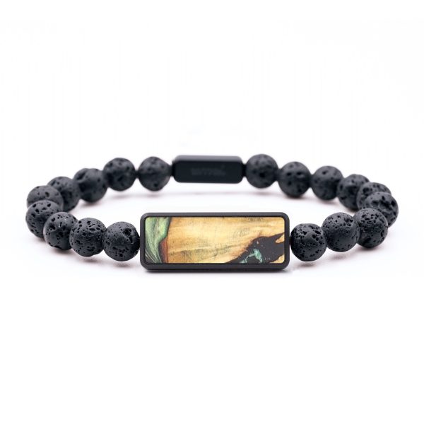 Lava Bead Wood+Resin Bracelet - Robin (Green, 683725) Hot on Sale