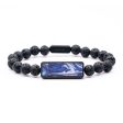 Lava Bead Wood+Resin Bracelet - Jude (Blue, 687386) Fashion