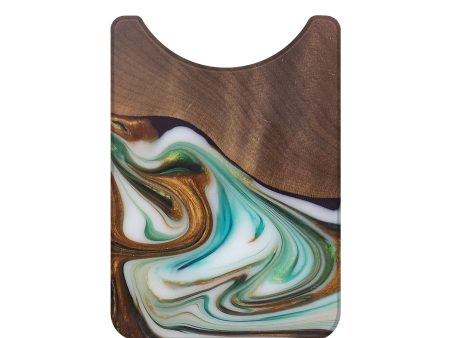 Live Edge Wood+Resin Wallet - Cindy (Teal & Gold, 684465) Sale