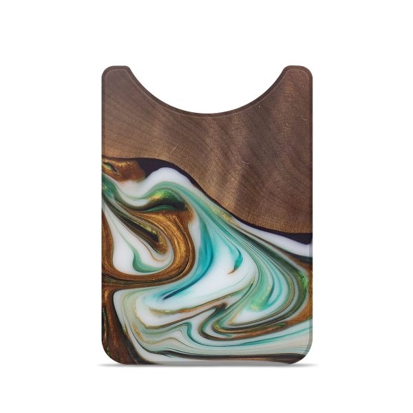 Live Edge Wood+Resin Wallet - Cindy (Teal & Gold, 684465) Sale