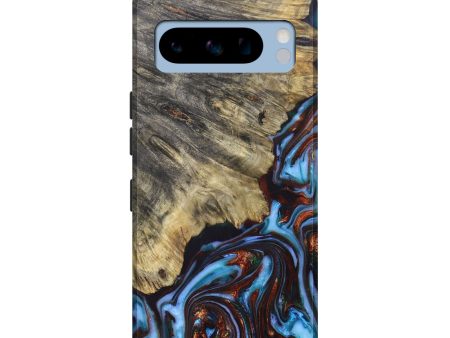 Pixel 8 Pro Wood+Resin Live Edge Phone Case - Ginger (Teal & Gold, 688281) For Cheap