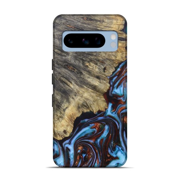 Pixel 8 Pro Wood+Resin Live Edge Phone Case - Ginger (Teal & Gold, 688281) For Cheap