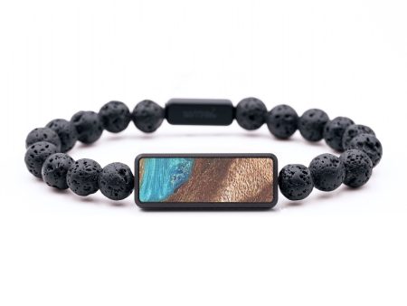 Lava Bead Wood+Resin Bracelet - Paola (Teal & Gold, 684746) Online Hot Sale