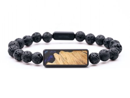 Lava Bead Wood+Resin Bracelet - Julia (Blue, 683385) on Sale