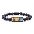 Lava Bead Wood+Resin Bracelet - Vera (Teal & Gold, 683812) Fashion