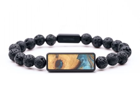 Lava Bead Wood+Resin Bracelet - Vera (Teal & Gold, 683812) Fashion