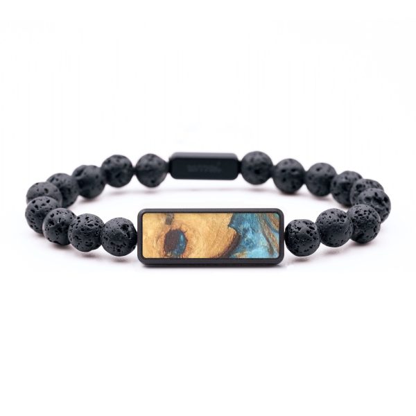 Lava Bead Wood+Resin Bracelet - Vera (Teal & Gold, 683812) Fashion