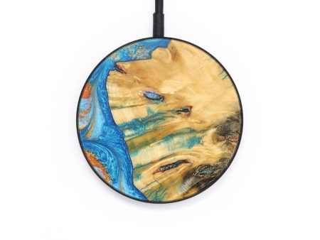 Circle Wood+Resin Wireless Charger - Desmond (Teal & Gold, 687331) Online Hot Sale