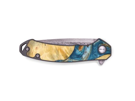 EDC Wood+Resin Pocket Knife - Teresa (Teal & Gold, 688176) Online Hot Sale