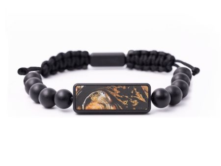 Onyx Bead Wood+Resin Bracelet - Eva (Pure Black, 687469) Sale