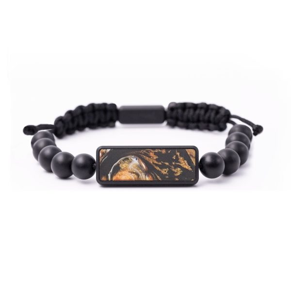 Onyx Bead Wood+Resin Bracelet - Eva (Pure Black, 687469) Sale