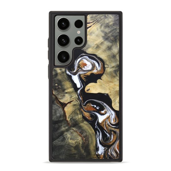 Galaxy S23 Ultra Wood+Resin Phone Case - Paige (Black & White, 686543) Online Hot Sale