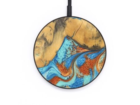 Circle Wood+Resin Wireless Charger - Alejandro (Teal & Gold, 683071) For Discount