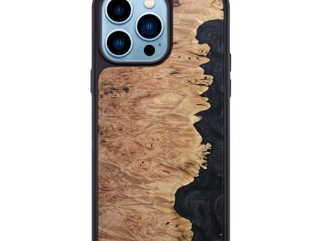 iPhone 14 Pro Max Wood+Resin Phone Case - Abby (Pure Black, 685201) Sale