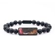 Lava Bead Wood+Resin Bracelet - Zayden (Red, 683305) Online now