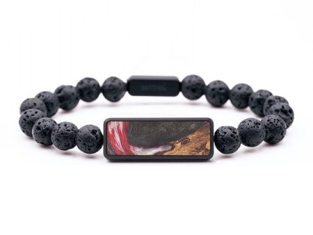 Lava Bead Wood+Resin Bracelet - Zayden (Red, 683305) Online now