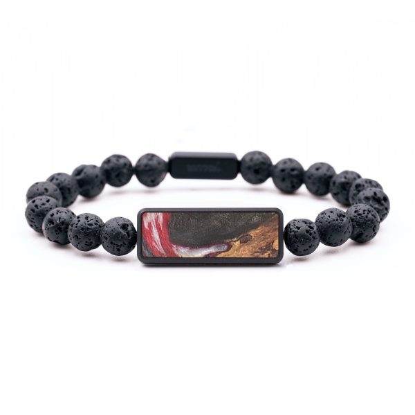 Lava Bead Wood+Resin Bracelet - Zayden (Red, 683305) Online now