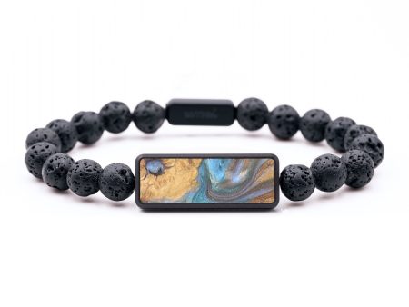 Lava Bead Wood+Resin Bracelet - Ryker (Teal & Gold, 684770) For Discount