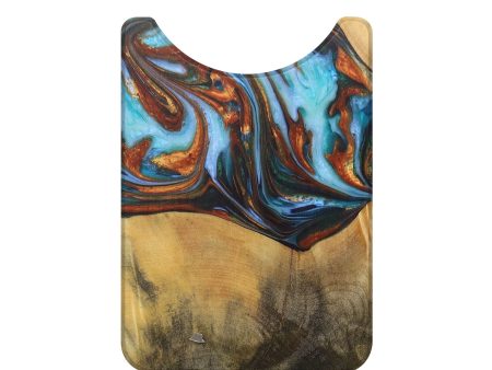 Live Edge Wood+Resin Wallet - Kay (Teal & Gold, 687057) For Sale