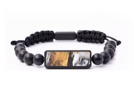 Onyx Bead Wood+Resin Bracelet - Cynthia (Black & White, 686234) Supply