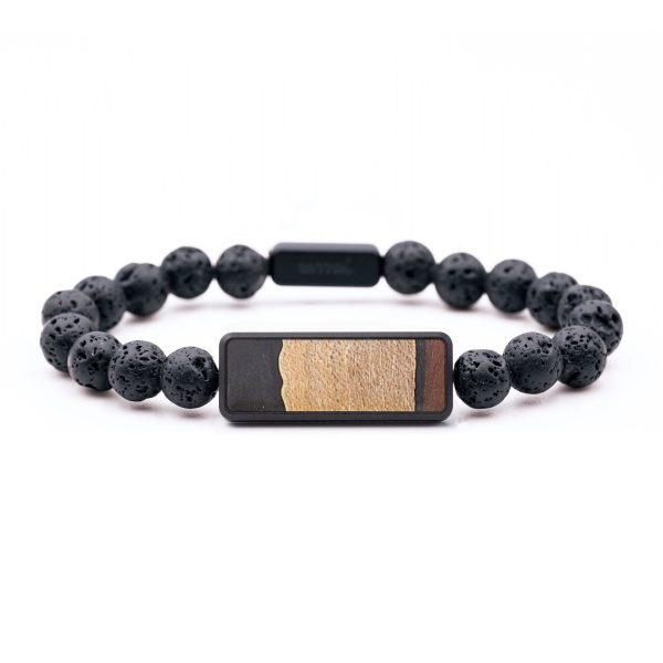 Lava Bead Wood+Resin Bracelet - Doug (Pure Black, 683362) Fashion