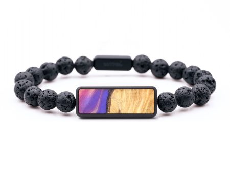 Lava Bead Wood+Resin Bracelet - Olivia (Purple, 684811) Sale