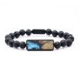 Lava Bead Wood+Resin Bracelet - Brenda (Blue, 683296) For Cheap