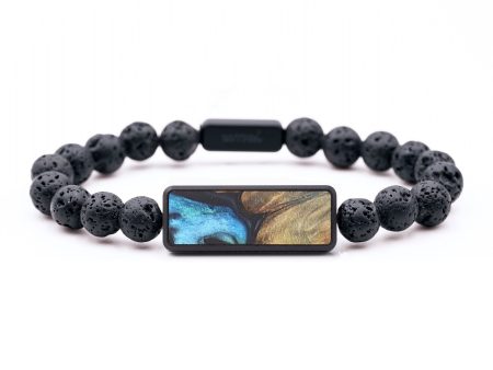 Lava Bead Wood+Resin Bracelet - Brenda (Blue, 683296) For Cheap