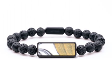 Lava Bead Wood+Resin Bracelet - Tracy (Black & White, 686232) Sale