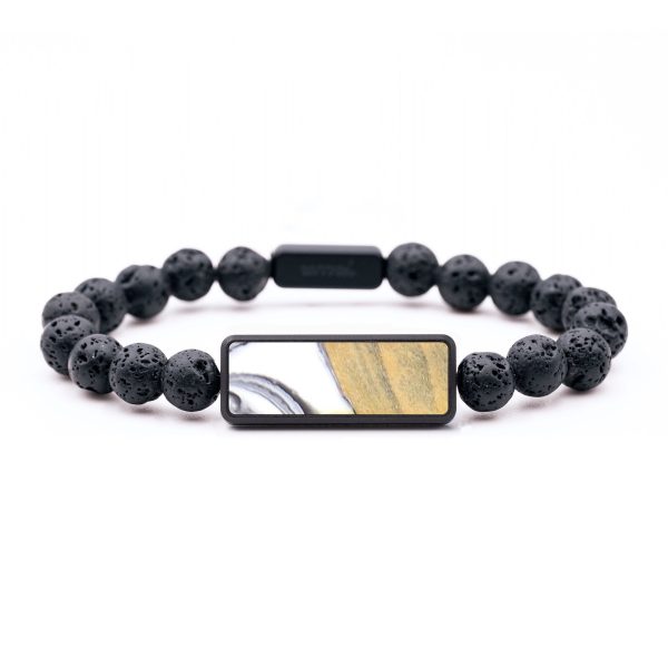 Lava Bead Wood+Resin Bracelet - Tracy (Black & White, 686232) Sale