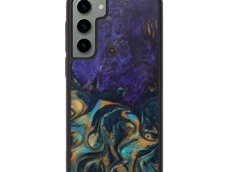 Galaxy S23 Plus Wood+Resin Phone Case - Cody (Teal & Gold, 687675) For Discount