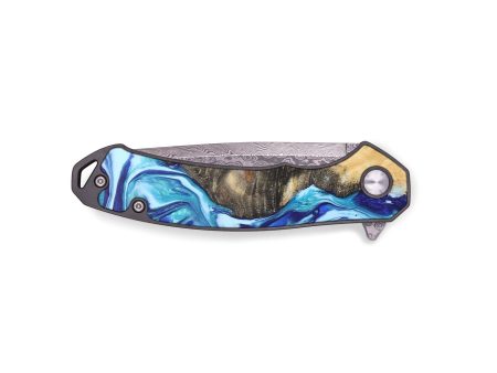 EDC Wood+Resin Pocket Knife - Willard (Blue, 685653) For Sale