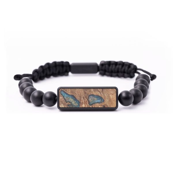 Onyx Bead Wood+Resin Bracelet - Freddie (Green, 687531) For Sale