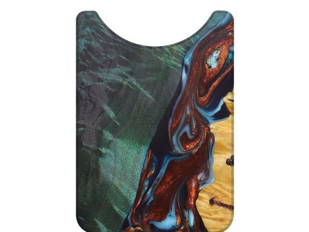 Live Edge Wood+Resin Wallet - Grayson (Teal & Gold, 687059) on Sale