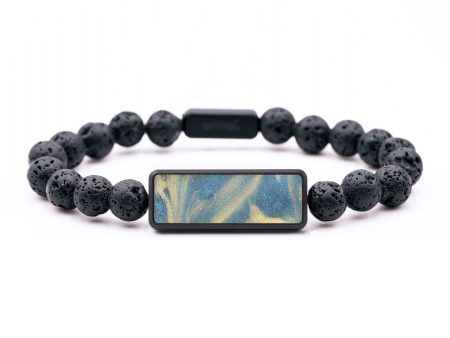 Lava Bead ResinArt Bracelet - George (Teal & Gold, 684784) For Discount