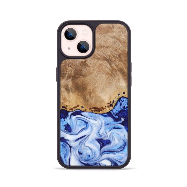 iPhone 14 Wood+Resin Phone Case - Milo (Blue, 685537) Discount