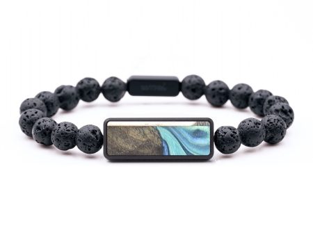 Lava Bead Wood+Resin Bracelet - Frankie (Blue, 684868) Sale