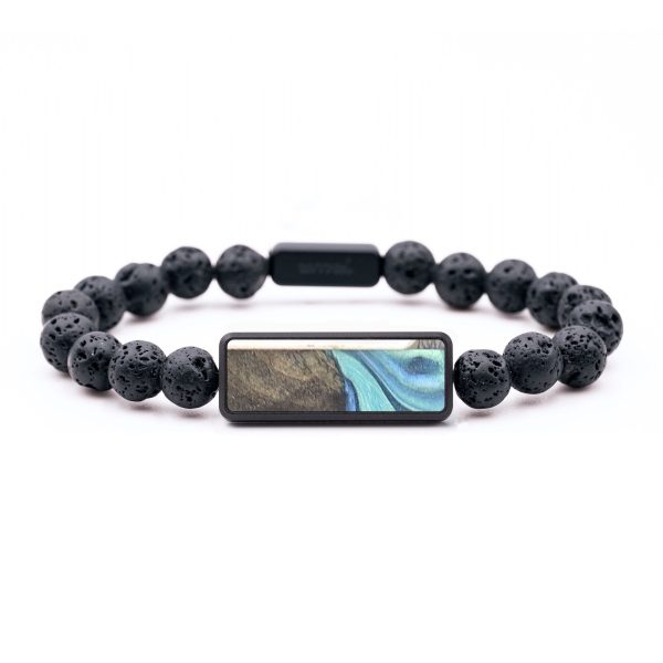 Lava Bead Wood+Resin Bracelet - Frankie (Blue, 684868) Sale