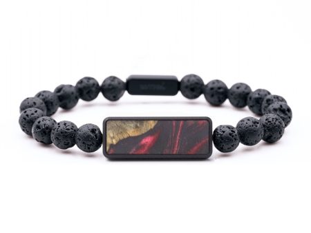 Lava Bead Wood+Resin Bracelet - Ariella (Red, 686258) For Sale