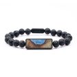 Lava Bead Wood+Resin Bracelet - Giovanni (Blue, 687392) Online now