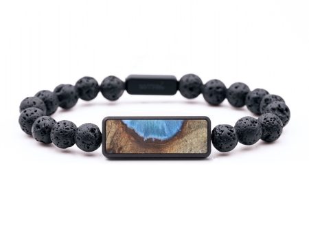 Lava Bead Wood+Resin Bracelet - Giovanni (Blue, 687392) Online now