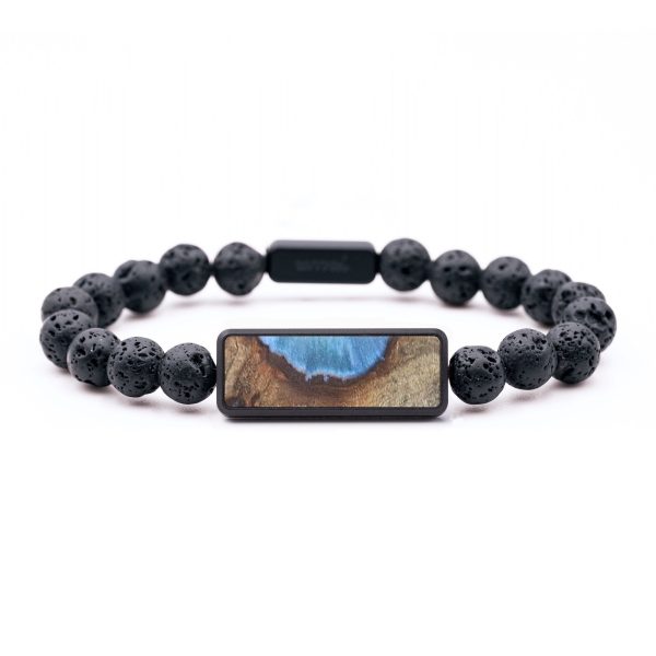 Lava Bead Wood+Resin Bracelet - Giovanni (Blue, 687392) Online now