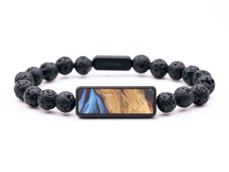 Lava Bead Wood+Resin Bracelet - Susie (Blue, 687396) Online now